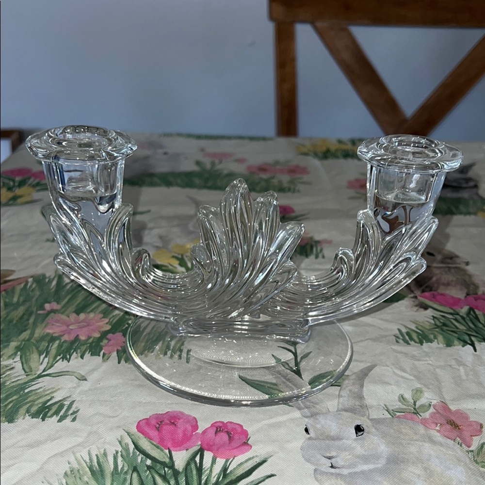 Vintage Elegant Clear Glass Candlestick Holder